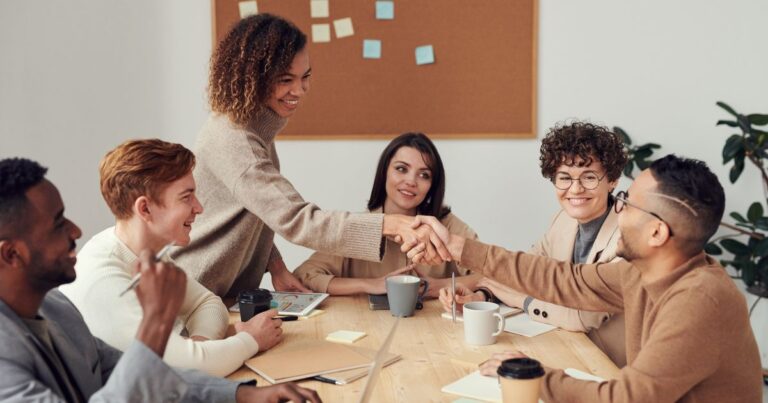 Business team reviewing marketing attribution data